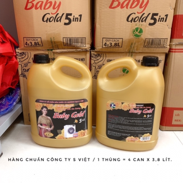 NƯỚC GIẶT baby gold 5 in 1 hương thơm lâu, mềm sợi vải.