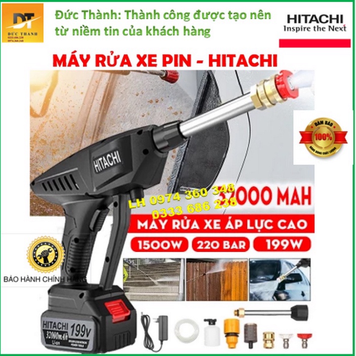 Siêu hot Máy Rửa Xe Pin HITACHI 199V, Rửa Xe-Phun Cây Cảnh.