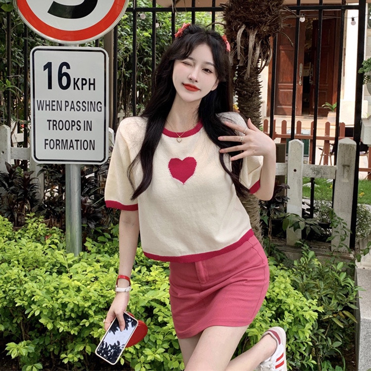 Áo thun ZHELIHANGFEI tay ngắn phối màu tương phản thời trang dành cho nữ