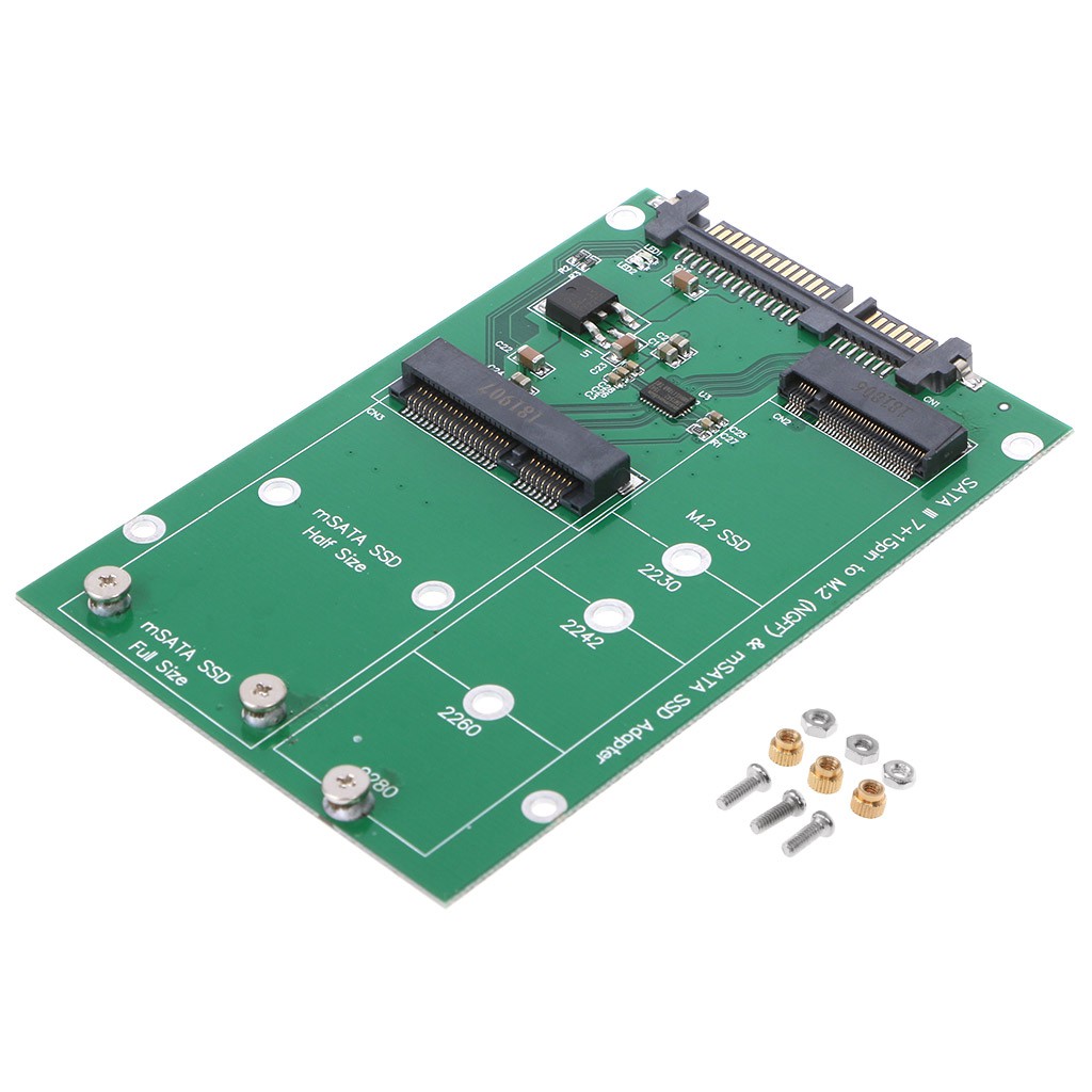 mSATA &amp; M.2 (B-Key NGFF) 2in1 Sized Multiple SSD to SATA 3 III Adapter Converter