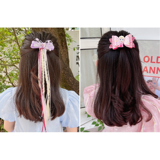Set kẹp tóc dây buộc tóc ELSA Nữ Hoàng Băng Giá hóa trang cho bé gái