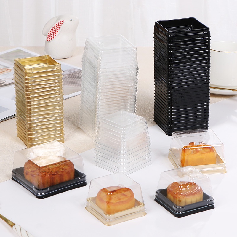 Set 50 Hộp Nhựa Đựng Bánh Trung Thu / Bánh Trung Thu Có Nắp Đậy