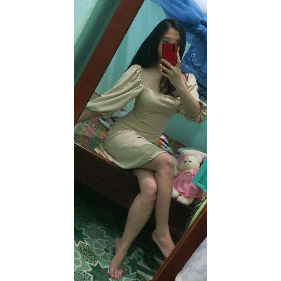 (Có ảnh thật) Đầm xòe cổ vuông tay lỡ phồng vải thun mềm mịn, phù hợp với mọi lứa tuổi mọi vóc dáng dễ phối trang phục | BigBuy360 - bigbuy360.vn