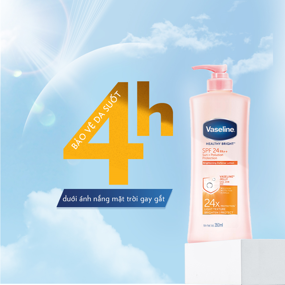 Combo 2 Sữa dưỡng thể chống nắng và dưỡng sáng SPF24 PA++VASELINE Healthy Bright Sun + Pollution Protection 350ML/chai | BigBuy360 - bigbuy360.vn