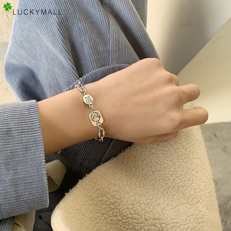 Vòng Tay Dây Xích Dày Mặt Đĩa Tròn Thời Trang Cho Nữ
