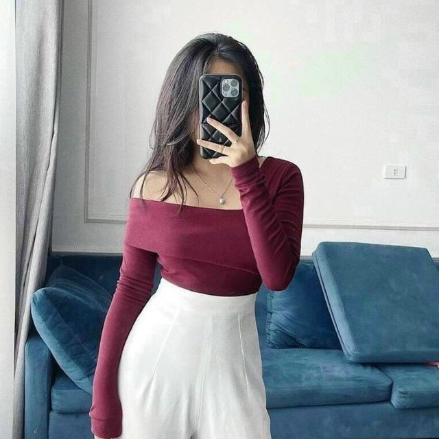 Áo thun lệch vai 1 bên quyến rũ Tay dài A15