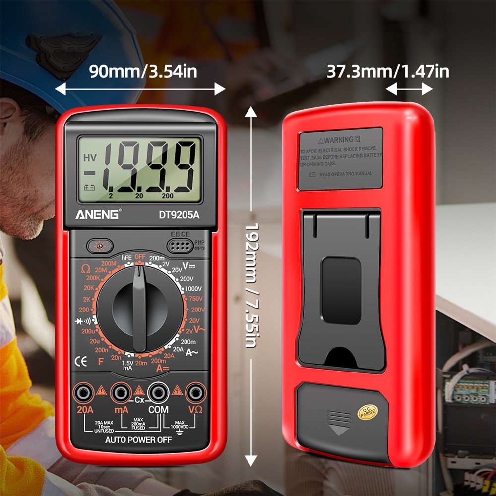 Đồng hồ vạn năng DIYMORE kỹ thuật số có màn hình LCD cao cấp DT9205A