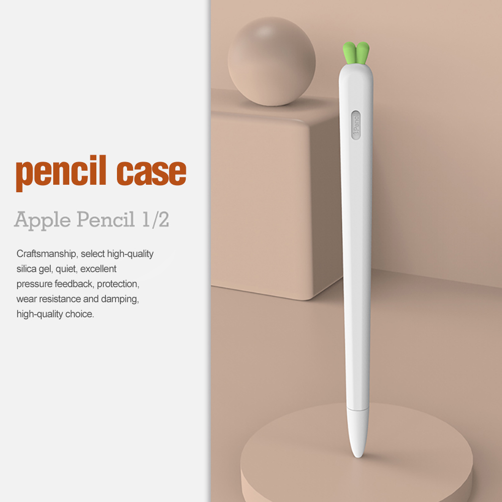 Vỏ bọc bảo vệ bút cảm ứng Apple Pencil 2/ 1 bằng silicone hình củ cà rốt hoạt hình đáng yêu dành cho máy tính bảng iPad