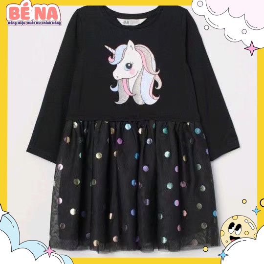 [Xuất dư xịn] Váy HM pony đen chân voan chấm bi