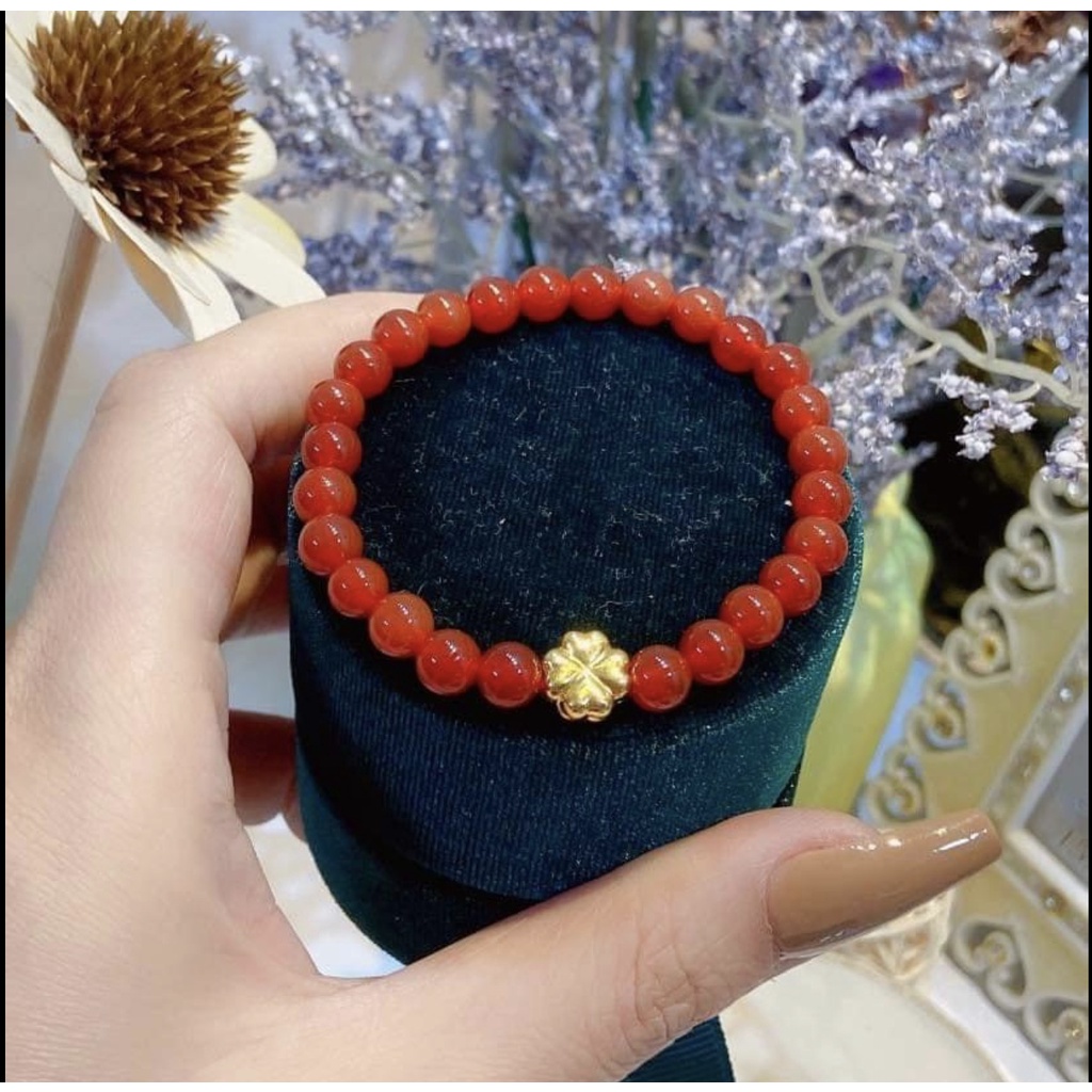 Lắc tay đá míc cỏ 4 lá hàng cao cấp