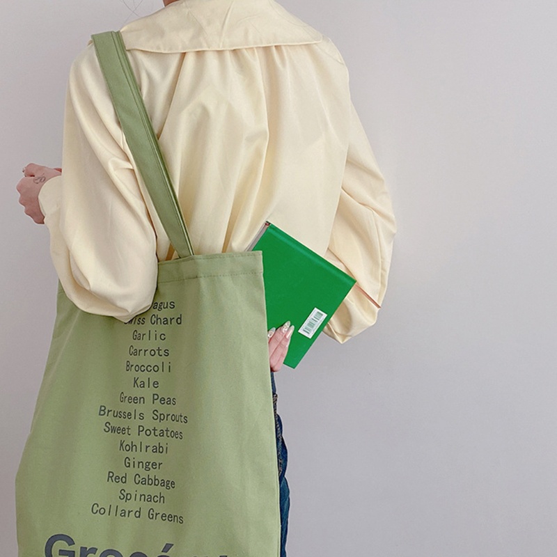 Youyo Túi vải Đeo Vai Mua Sắm Thiết Kế In Chữ Tái Sử Dụng Được