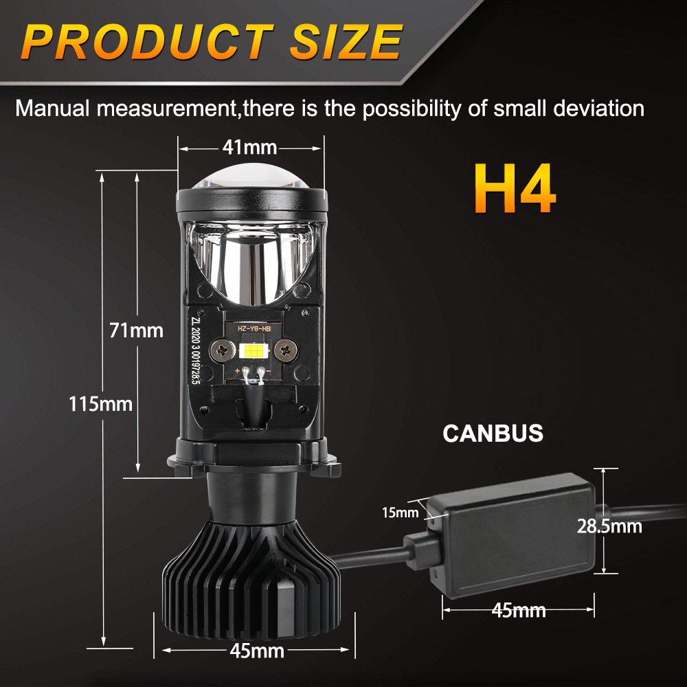 Đèn Pha LED Bi Cầu Mini H4 Y6D/AES Công Xuất 37w Lắp Ô tô, Xe Máy + tín hiệu đèn quà tặng