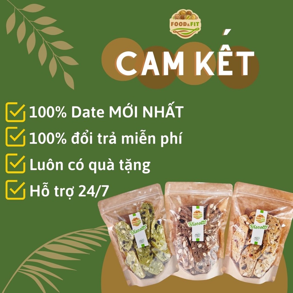 Bánh ngũ cốc Biscotti nguyên cám 100% Food&amp;Fit vị truyền thống - bánh ăn kiêng không đường