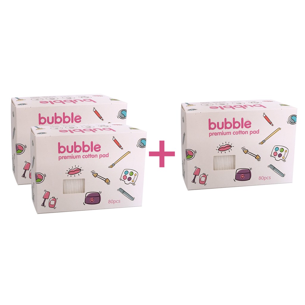 Combo 2 bông tẩy trang cao cấp Bubble 80 miếng/hộp - B01 tặng kèm 1 hộp cùng loại (Hoa văn)