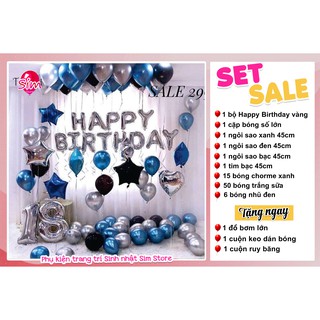 Set bóng trang trí sinh nhật Happy Birthday siêu xinh (Tặng kèm băng dính + bơm tay)