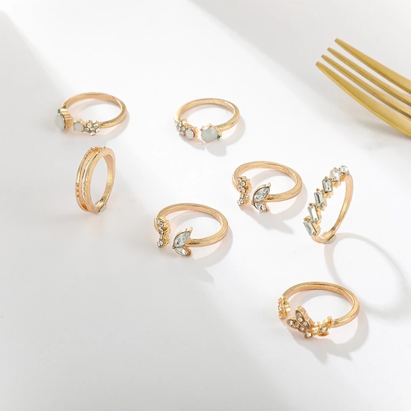 Bộ 7 nhẫn kiểu dáng vintage thời trang cho nữ