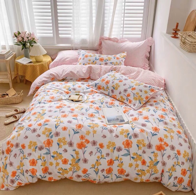 Bộ chăn ga gối [ drap ra] cotton poly nhập khẩu nhiều mầu , đủ siz 1m6 , 1m8 , 2m2