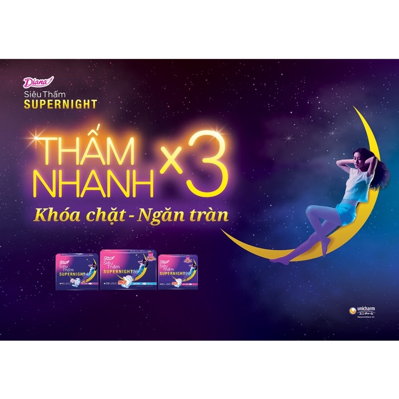 Băng vệ sinh Diana 35cm ban đêm có cánh Unicharm