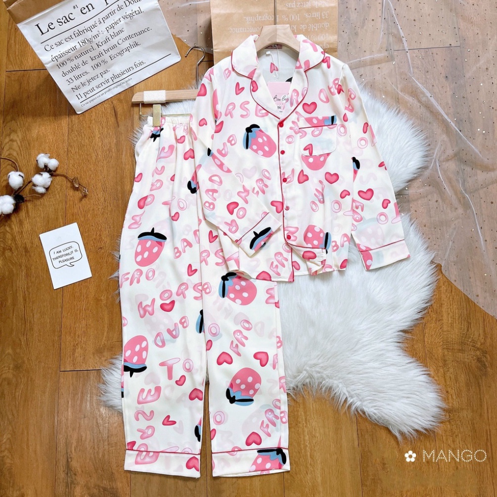 Bộ Quần Áo Ngủ Cho Bé Gái Pijama Lụa Mango Dài Tay Cao Cấp Từ 13-42kg - Babimama - BPN56