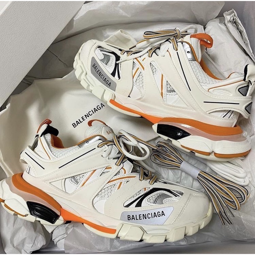 Giày Sneaker Balen Track 3.0 Trắng Cam - Full Box,Phụ Kiện