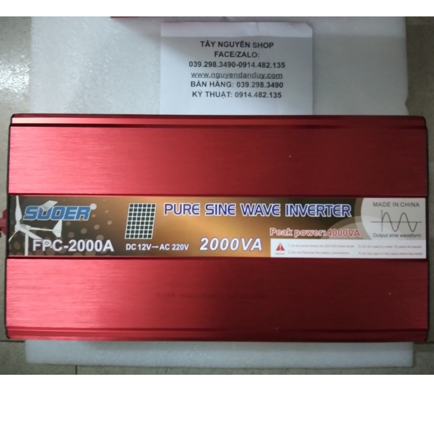 Bộ đổi điện sin chuẩn 2000w 12V sang 220V - Suoer FPC-2000A