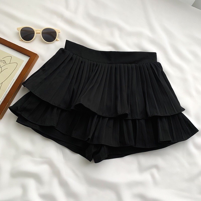 Chân váy tầng xếp ly dáng ngắn 2 tầng có quần trong - 751