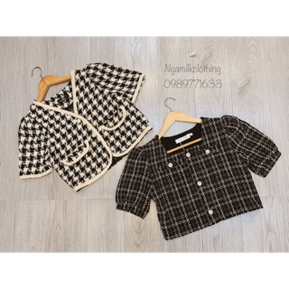 Áo dạ tweed kẻ đen trắng