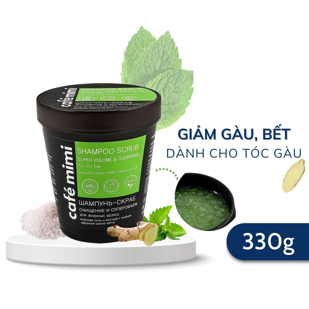 Dầu Gội Tẩy Tế Bào Chết Da Đầu Làm Sạch Sâu, Kiềm Dầu, Mọc Tóc Café Mimi Shampoo Scrub 330ml