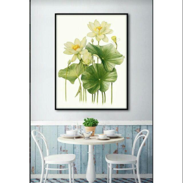 Tranh in canvas hình hoa Sen 60*90 kèm khung