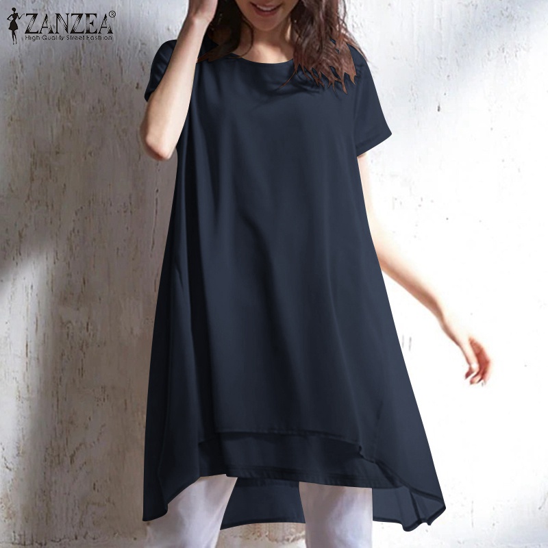 Áo voan ZANZEA ngắn tay cổ tròn thời trang cho nữ