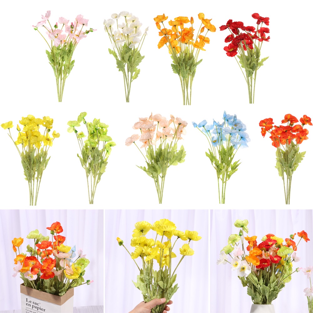 CONOPERY Bó hoa anh túc nhân tạo chất lượng cao dùng trang trí tiệc cưới DIY