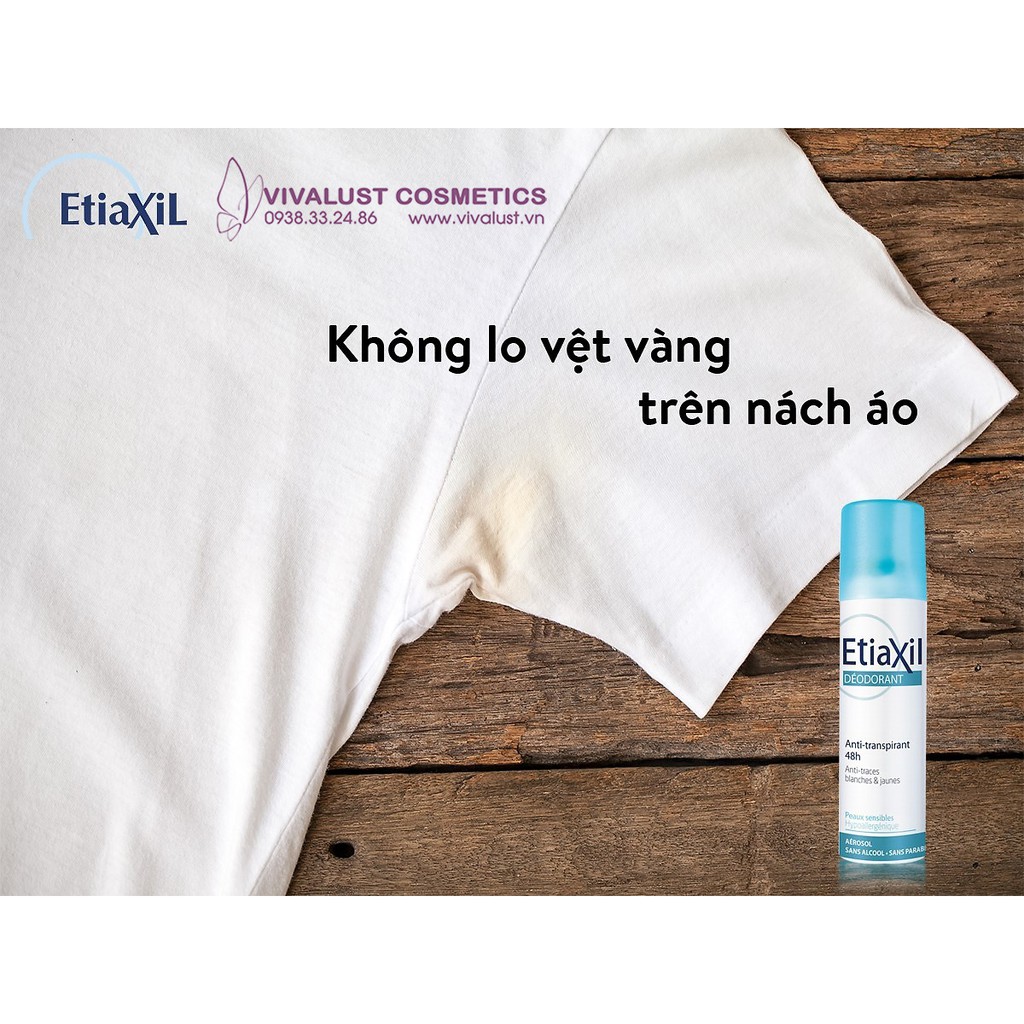 [Chính hãng] Xịt Khử Mùi ETIAXIL Déodorant Anti-Transpirant 48h Anti-Traces Blanches &amp; Jaunes 100ml