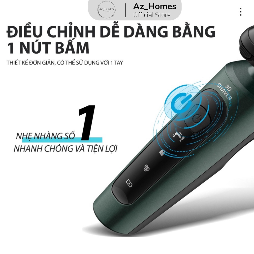 Máy cạo râu 9D Shaver 4 in1, Máy cạo râu sạch sâu không khô rát, Massage mặt, Tỉa lông mũi, Tông đơ