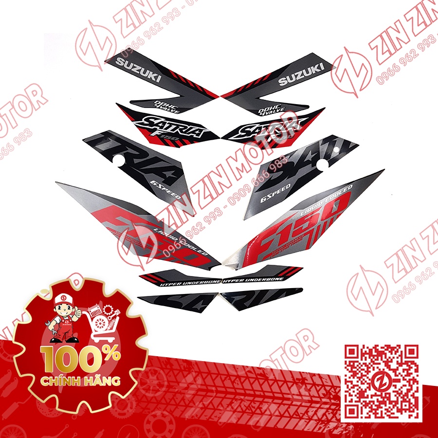 Tem Satria F150 Fi, Raider R150 Fi 2021 Đen Titan Đỏ 68019-12KF0-40X