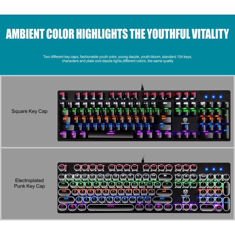 Bàn Phím Cơ JK300 104 Phím Chuyên Dụng Cho Game Thủ