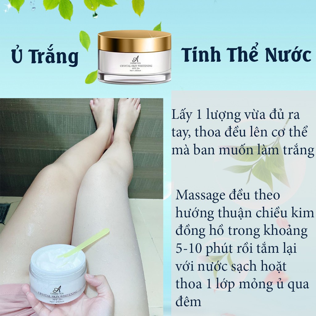 Ủ Trắng Tinh Thể Nước ACOSMETICS, da trắng sáng, mềm mịn chỉ sau 1 tuần sử dụng, không hồi da, không bắt nắng.