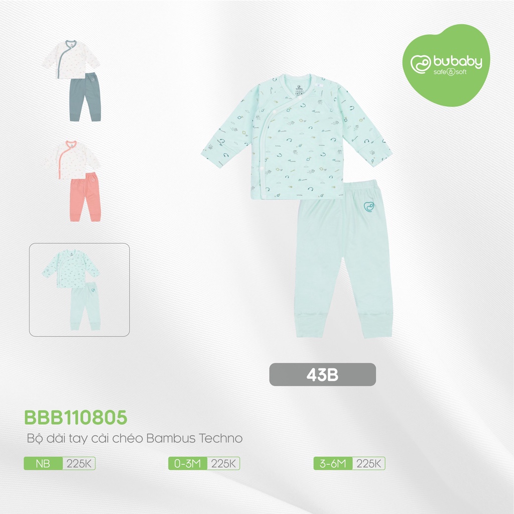 [CHÍNH HÃNG] Bộ quần áo dài tay cài chéo Bambus Techno trẻ em Bu