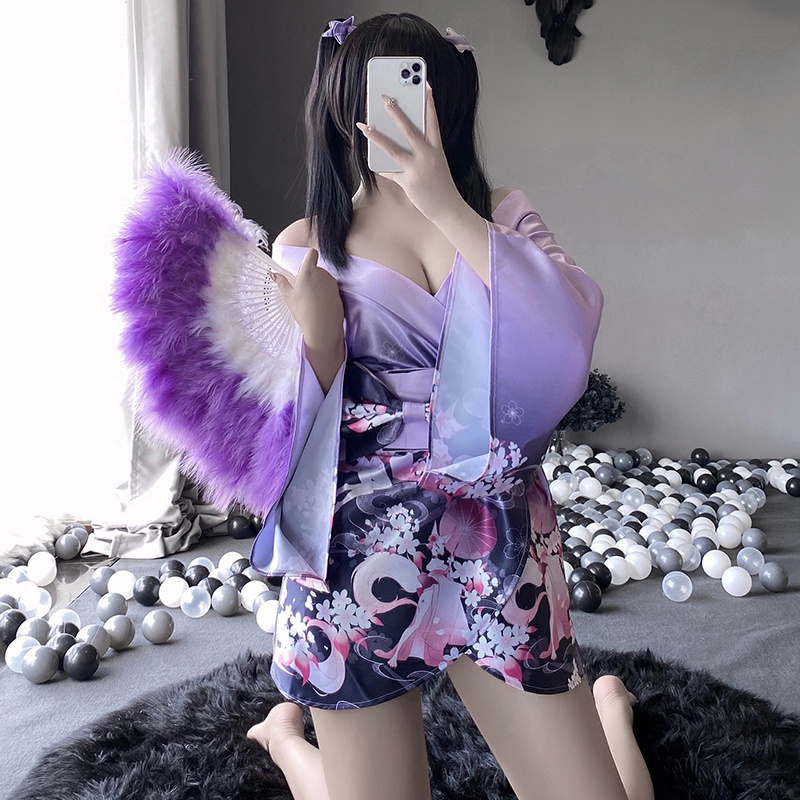 Bộ Đồ Ngủ kimono Bằng Vải Voan Thoáng Khí Phong Cách Nhật Bản Quyến Rũ 9409 | BigBuy360 - bigbuy360.vn