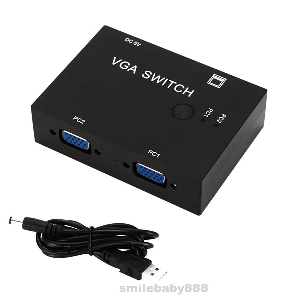 VGA Switch Manual 2 Port LCD TV Wide Screen Video Sharing Box 1920x1440 Resolution For PC Monitor