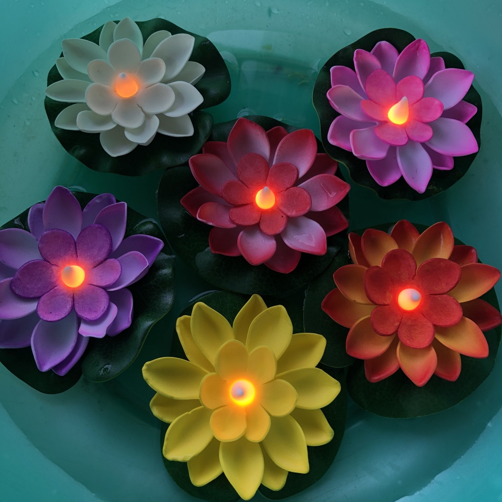 Đèn hoa đăng hình bông hoa sen chạy pin,hoa trang trí lễ Vu Lan, Rằm tháng 7 thả đèn trung thu