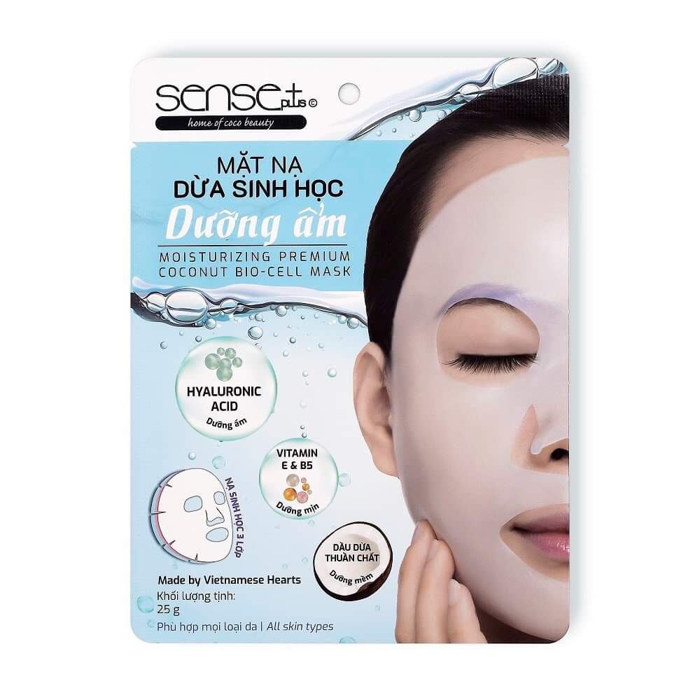 Mặt Nạ Từ Nước Dừa Sense Plus Dưỡng Trắng Da Mặt 23g