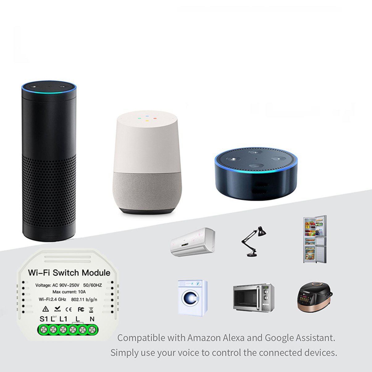 GOOGLE 1 Công Tắc Đèn Wifi Thông Minh Điều Khiển Từ Xa Bằng Nhựa 2 Chiều 1 Cái