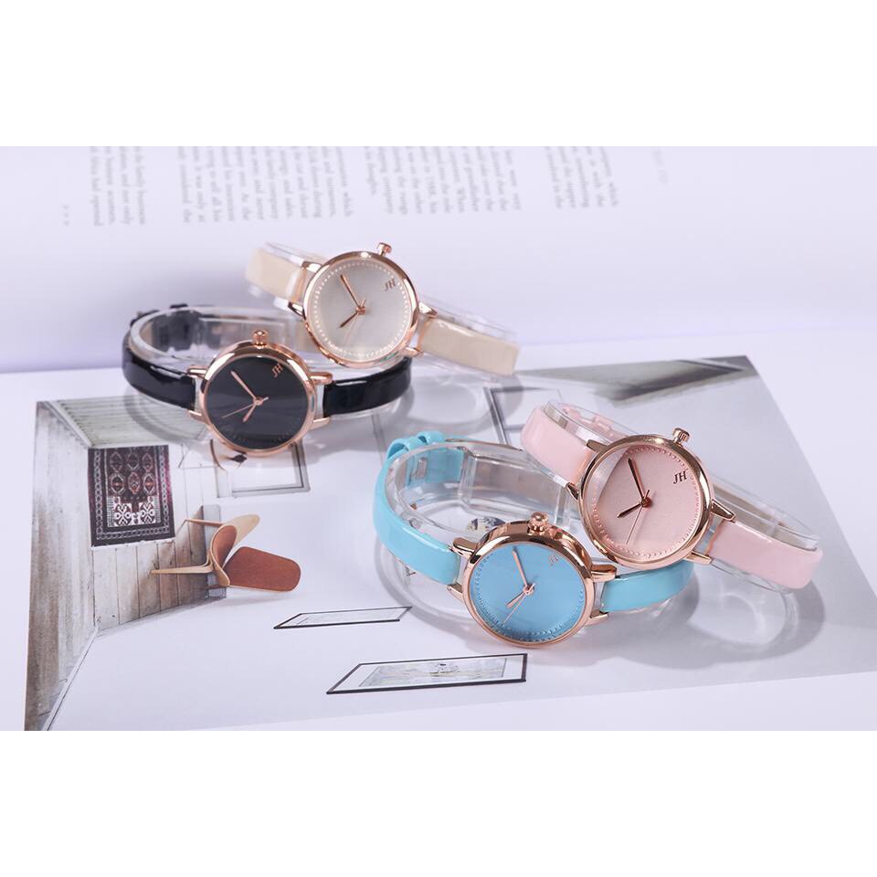 Đồng hồ thời trang nữ Jeams&amp; Hazel dây da MS03 mặt mạ tĩnh điện mẫu siêu hot SC06885