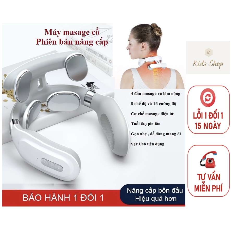 Máy massage cổ vai gáy cột sống 4 đầu massage xung điện công nghệ Nhật Bản - H1017