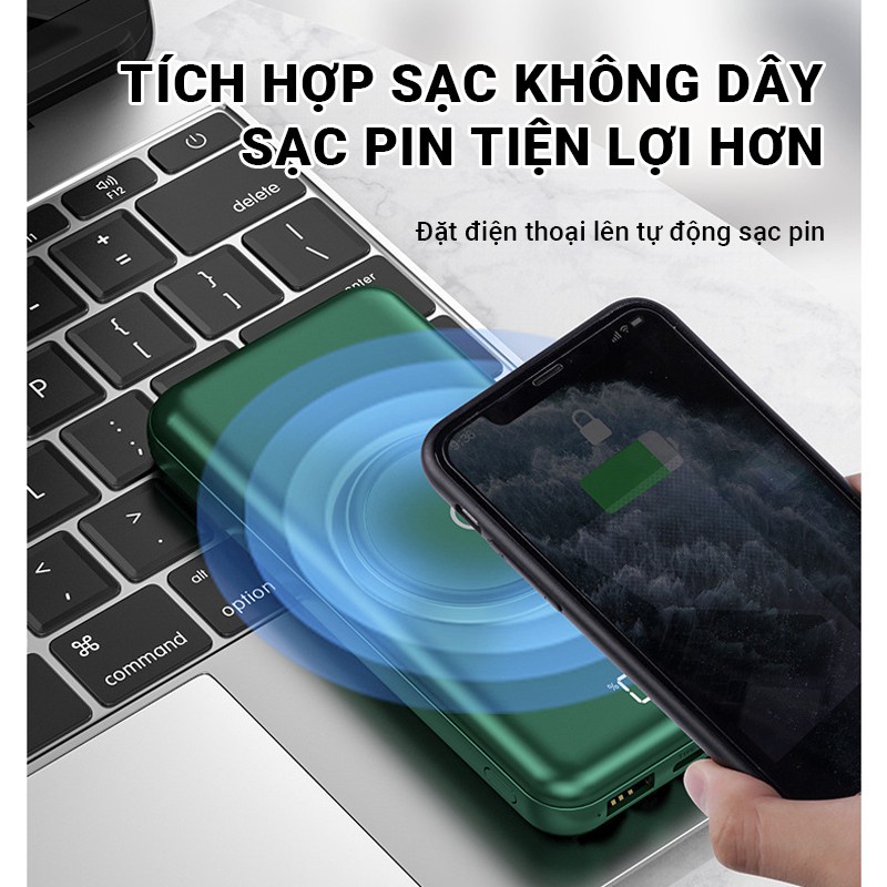 (LỖI 1 ĐỔI 1) Pin Sạc Dự Phòng Không Dây YM-368 15000mAH có tích hợp 4 cáp sạc tiện lợi