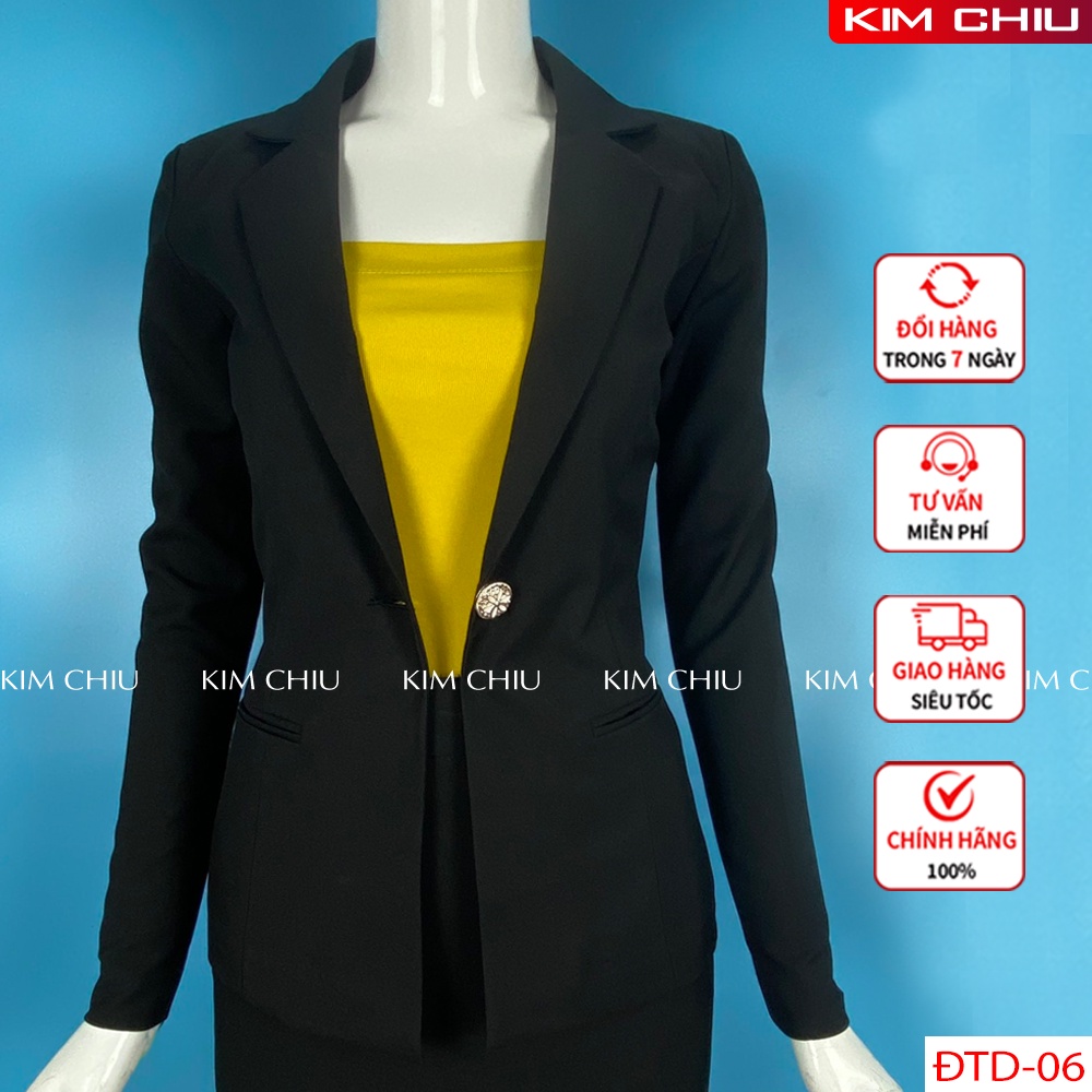 Áo Vest Nữ Công Sở Kim Chiu Cao Cấp Màu Đen Tay Dài Vải Kaki Cao Cấp Form Đẹp VTD-06