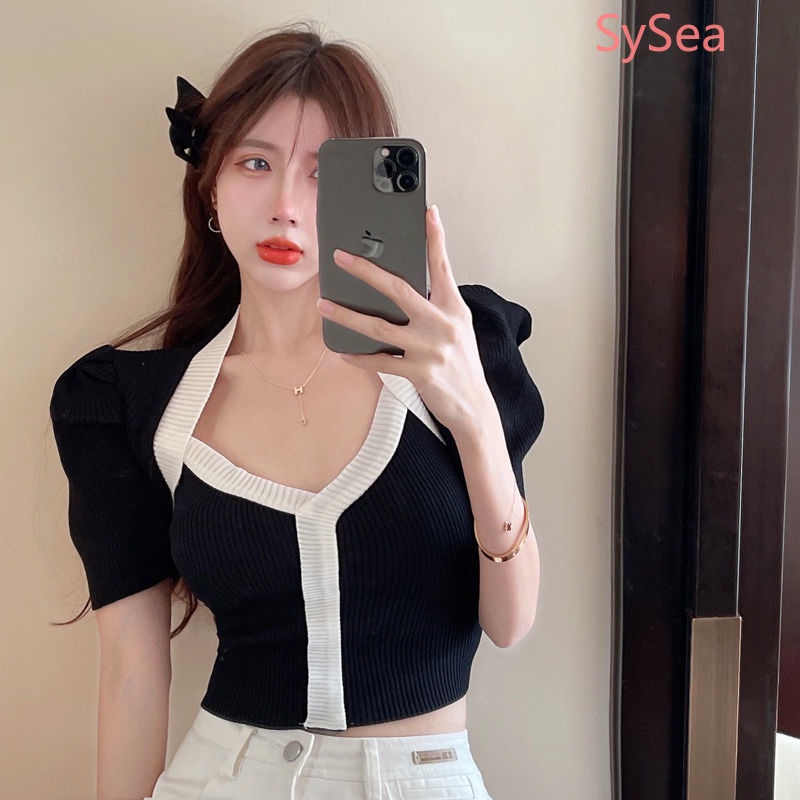 Áo Dệt Kim Cổ Chữ V Quyến Rũ Thời Trang Mùa Hè Cho Nữ