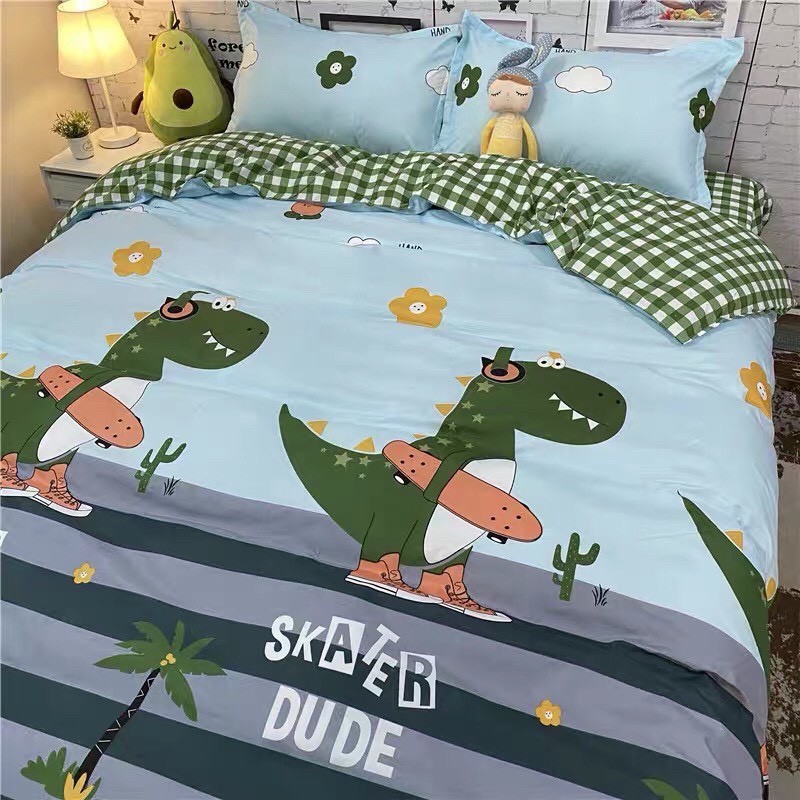 Bộ chăn ga gối sét hè Cotton Poly M2T bedding chăn ga Hàn Quốc miễn phí bo chun drap ga giường - xả kho