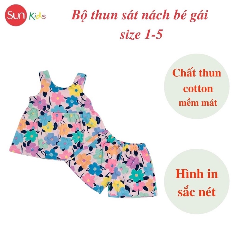 Đồ bộ thun bé gái, đồ bộ trẻ em chất cotton, có nhiều màu, size 1-5 tuổi - SUNKIDS1