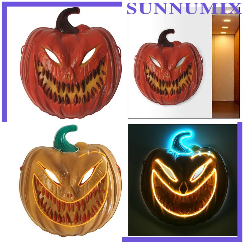 Mặt Nạ Hóa Trang Halloween Hình Bí Ngô Có Đèn LED Neon